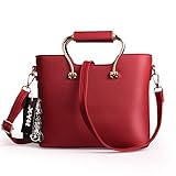 XYH PU Fashion 3 in 1 Cross Body Bags Satchel,Top-Handle Bags For Women. (Red)