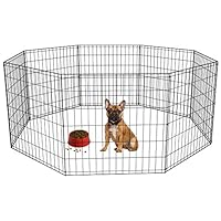 BestPet 24 Tall Foldable Dog Playpen Crate Fence Pet Kennel Play Pen Exercise Cage 8 Panel Black