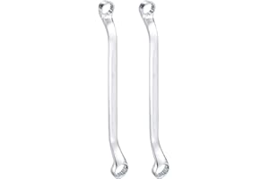 HARFINGTON 2pcs 45-Degree Offset Box End Wrench 14mm x 17mm 12 Point Metric CR-V Double Box End Wrench Chrome Vanadium Steel 