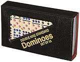 Cream Double 9 Standard Dominos Complete with Black Vinyl Case