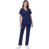 niaahinn Women's Scrub Set - V-Neck Medical Uniforms with Stretch Fabric & Zipper Pockets