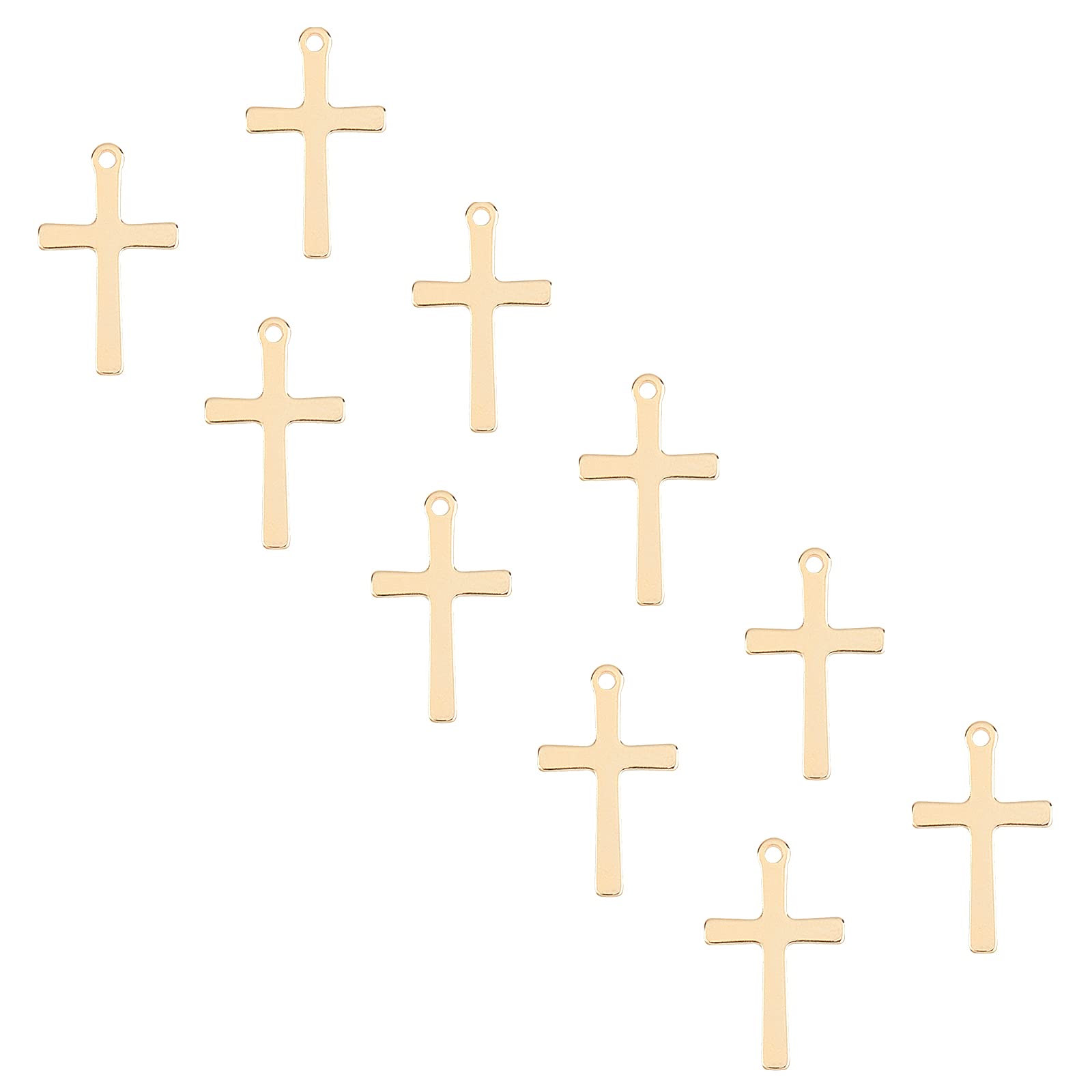 UNICRAFTALE 20pcs 304 Stainless Steel Pendants Cross Patetrn Charms Golden Small Hole Pendant Metal Earring Charms Hole 1.4mm for Women Wen Necklaces Jewelry Making 20.5x12.5x0.8mm