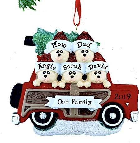 Personalized Family of 5 Carrying Christmas Tree Ornament