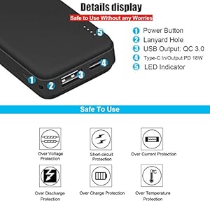 Xnuoyo PD 18W Carica Rapida 3.0 Power Bank, 10000mAh Power Delivery Caricatore Portatile, Ultra-Slim Tipo-C Ingresso… - immagine 7
