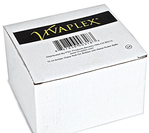 Vivaplex, 24, Amber, 10 ml Glass Roll-on Bottles with Stainless Steel Roller Balls. 3 - 3 ml Droppers included