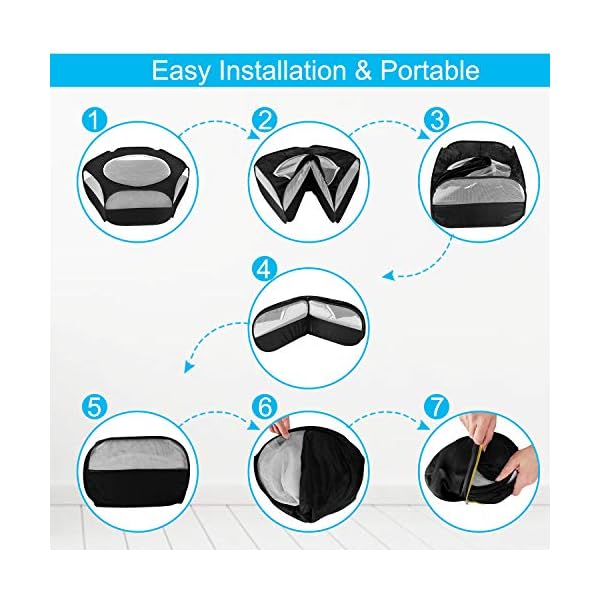 XIRGS-Small-Animal-Playpen-Waterproof-Small-Pet-Cage-Tent-Portable-Outdoor-Exercise-Yard-Fence-with-Top-Cover-Anti-Escape-Yard-Fence-for-HamsterKittenCatRabbitsBunnyGuinea-PigPuppyChinchillas XIRGS Small Animal Playpen, Waterproof Small Pet Cage Tent Portable Outdoor Exercise Yard Fence with Top Cover Anti…