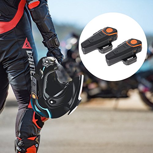 Bluetooth Motorcycle Helmet Headset Intercom, Veetop 1000M Water Resistant 2 or 3 Riders Bluetooth Motorcycle Motorbike Communication System for GPS/Walkie-Talkie, Hands Free & FM Radio（2 Pack） - Thumbnail 7