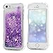 iPhone SE Case, iPhone 5 Case, iPhone 5S Case, Liquid Bling Glitter Sparkle TPU Phone Cover 3D Cute Star Flowing Floating Quicksand and Flowing Liquid Plastic Soft TPU Cover by Mollycoole, Purple