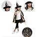 Colorful Witch Wizard Kids Cloak Cape Hat Sets Halloween party Customs(Black)