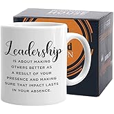 Bubble Hugs Inspirational Coffee Mug 11 oz, Leadership Is About Making Others Better Motivational Appreciation Gift for Supervisor Team Leader Mentor, White