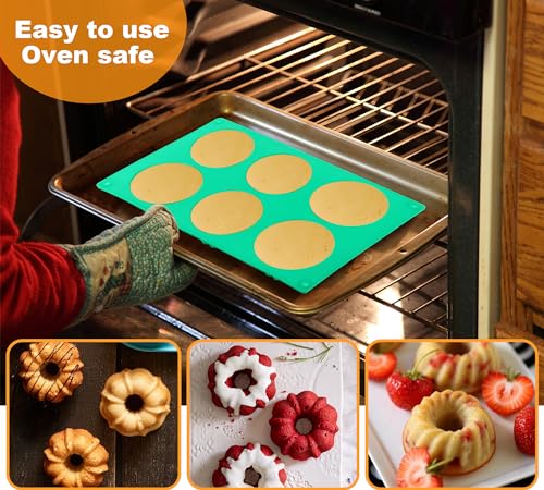 Zorazio 6-Cavity Fluted Tube Cake Pan,3Pcs Silicone Cake Pan, Non-stick Mix Mini Baking Mold for Cupcake Cornbread Brownie Jello