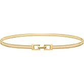 VONMELLI Skinny Metal Cinch Belt for Dress Stretch Thin Waist Belt for Women Gold/Silver