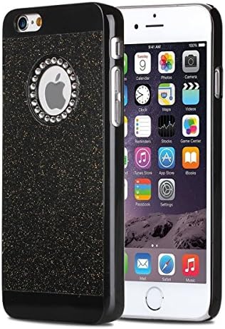 iPhone 6S Case, iPhone 6 Case, Crosstree Glitter Sparkly Rhinestone with Luxury Shiny Faux Leather Bling Slim Hard Cover Laminate Protective Case for iPhone 6/6s (4.7 inch) (Bling Black)