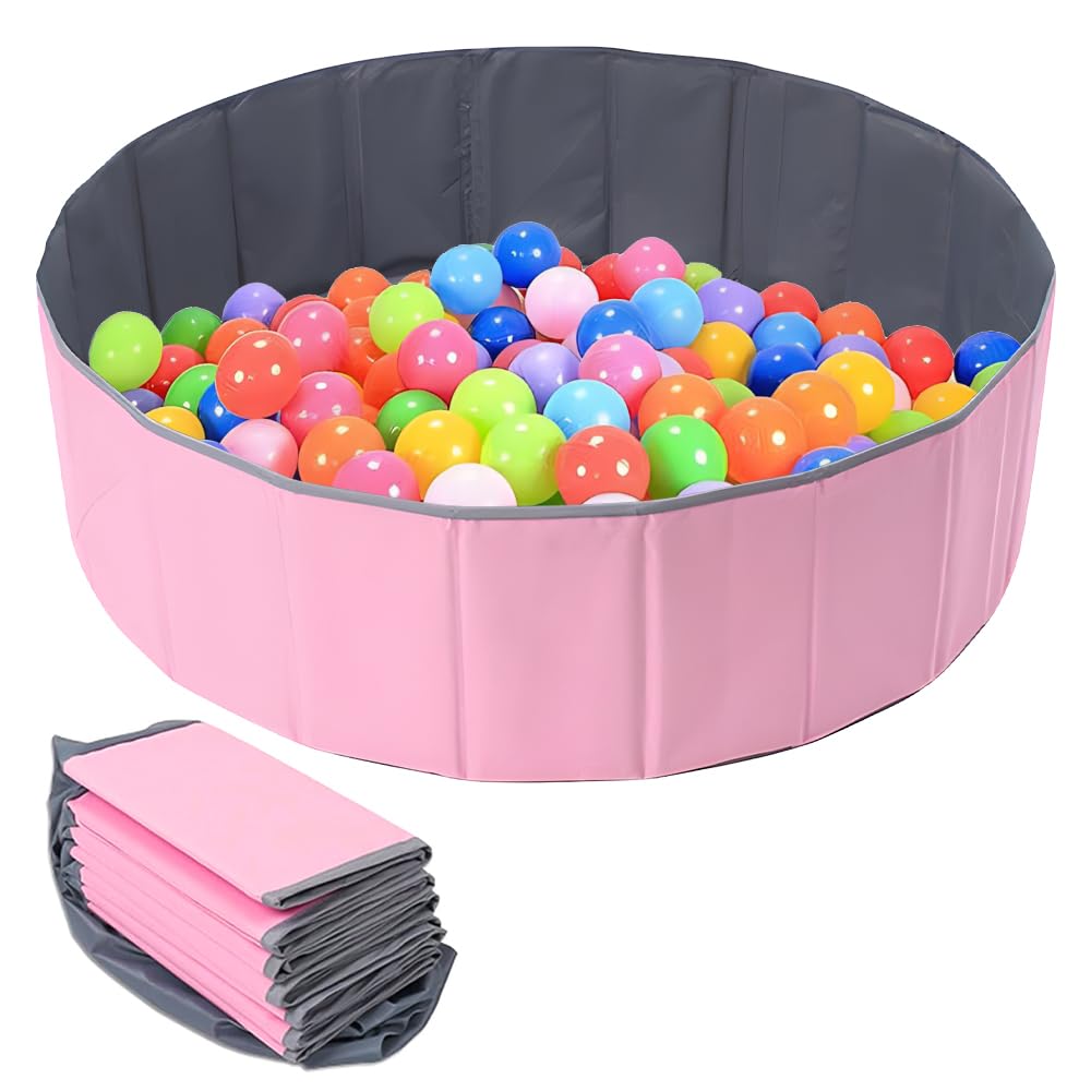 Hojalis Ball Pit, Portable Ocean Ball Pool, Round Ball Pit for Pet Cats Dogs Indoor Outdoor (Pink, 80cm)