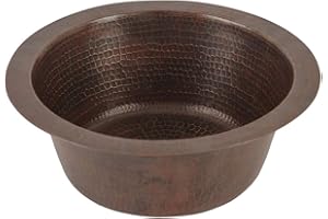 Premier Copper Products BR12DB2 12-inch Round Hammered Copper Bar Sink with 2-inch Drain Opening
