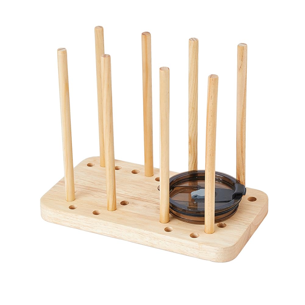 DICOSMETIC Bamboo Lid Storage Rack Bottle Cup Dish Drying Rack Kitchen Plates Holder Cup Wooden Lid Holder Cabinet Organizer for Dish Plate Bowl Cup Pot Lid Cutting Board
