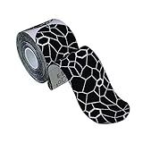 TheraBand Kinesiology Tape, Waterproof Physio Tape for Pain Relief, Muscle & Joint Support, Standard Roll with XactStretch Application Indicators, 2" X 10" Strips, 20 Precut Strips, Black/White