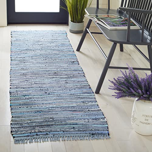 SAFAVIEH Rag Rug Collection Runner Rug - 2'3" x 12', Blue & Multi, Handmade Boh…