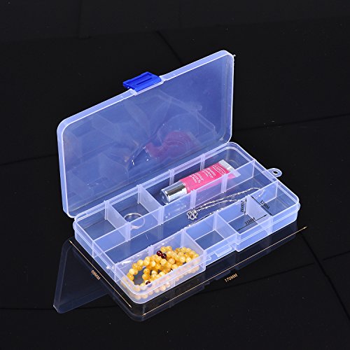 ECROCY Plastic Jewelry Box Organizer, Storage Container with Adjustable Divider Removable Grid Compartment - 3 Pack(1pc 36 Grids and 2pc 15 Grids)