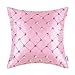 Euphoria CaliTime Pillow Cover Faux Silk Pink Ground Three-tone Diamonds Lattice Geometric Chain Embroidered 18