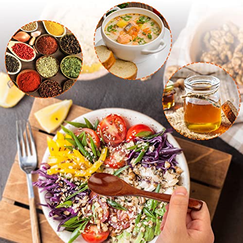 HAKSEN Wooden Spoons, 6 PCS Long Serving Spoon Tasting Spoons Wood Utensils A to F Letters for Kitchen Table Stirring Soup