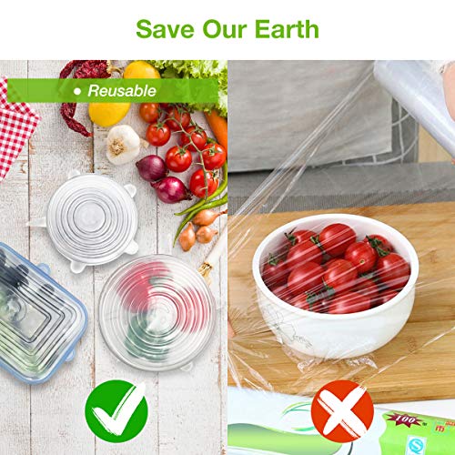 Silicone Stretch Lids Reusable, Godmorn 12 pack Round + Rectangle, Food Storage Silicone Lids Cover for Container Bowl Cup Pot Pan Dish Can,Freezer Microwave and Dishwasher Safe, Keep Fresh - Thumbnail 6