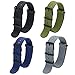 Nato Strap 4 Packs - 20mm 22mm Premium Ballistic Nylon Watch Bands Zulu Style ((Black buckle)Black+Army Green+Navy Blue+Grey, 24mm)