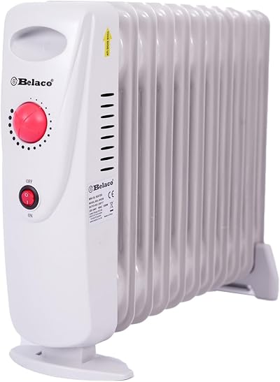 Belaco 1200W Mini Oil Filled Radiator 11 Fin Portable Heater