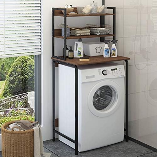 JIAO Washing Machine Shelf ， Rack Shelf ，multi-function Shelf Iron Material Shelf Washing Machine Rack Bathroom Laundry Black,white (Color : Black, Size : 3 layer)