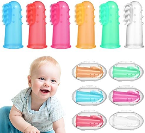 MORSLER Baby Toothbrush 6 Pieces, Silicone Finger Toothbrush, Food Grade Silicone Soft Bristles Infant Toothbrush - Oral Massager and Train Healthy Oral Habits For Babies / Toddlers