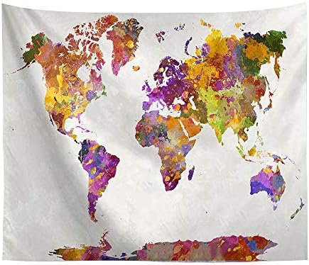 POTENCO Blankets, World Map Picnic Mat Medieval Educational Tapestry Wall Hanging Beach Towel (K, 150150cm)