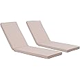 Only Choice 2-Piece Set Outdoor Lounge Chair Cushions - Patio Chaise Lounge Replacement Cushions - Set of 2 (Khaki)