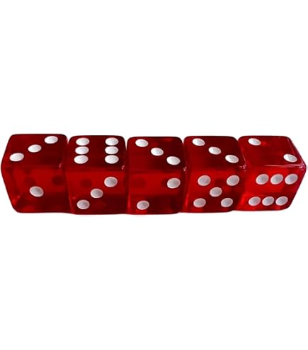 Gogogmee Lot de 5 grands dés en acrylique de 1,9 cm pour jeux de société, accessoires de fête, portables, légers, rouge transparent