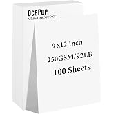 100 Sheets White Cardstock 9x12, 92lb Card Stock Construction Print Paper | 92lb/250gsm Thick Card Stock Paper, Heavy Cardstock Paper for Printer, Resume, Scrapbooks, Art, Crafts, Business Cards