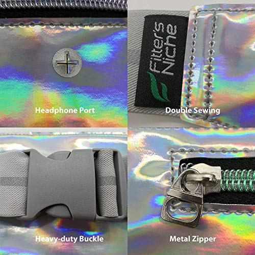 image for fitter's niche Holographic Ultra Slim Fanny Pack, Hologram Metallic Ne