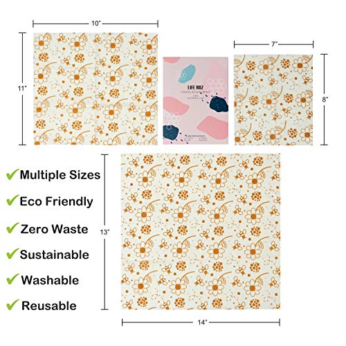 Beeswax Food Wrap and Reusable Produce Mesh Cotton Bags- Eco Friendly Free Plastic, Organic, Biodegradable, Sustainable Food Storage Wrappers, Zero Waste Alternative To Plastic Wraps By LifeRoz