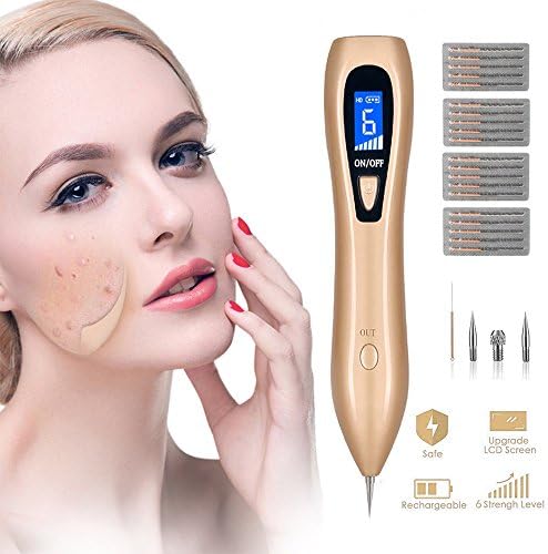 Mole Removal Pen, Moreslan Portable USB Rechargeable Skin Tag Removal Tool Kit with 6 Strength Levels Professional Beauty Pen for Body Facial Freckle Nevus Spot Tattoo Remover Beauty Skin