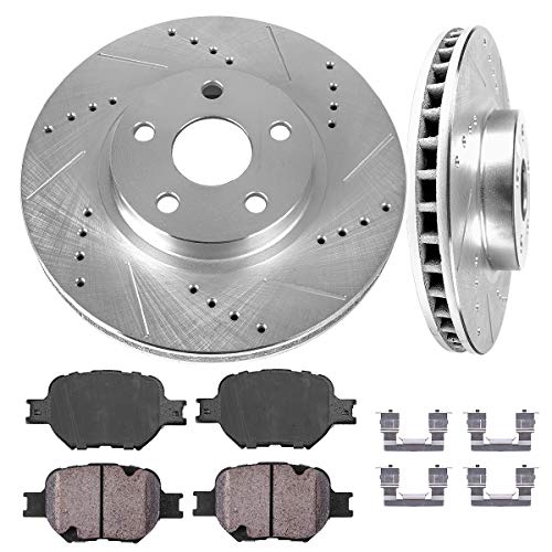 Callahan CDS02493 FRONT 275mm D/S 5 Lug [2] Rotors + Ceramic Brake Pads + Hardware [ fit Scion TC Toyota Celica GT GTS ]