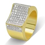 TOPGRILLZ 18K Gold Plated CZ Iced out Simulated Diamond Hip Hop Bling Punky Ring for Men