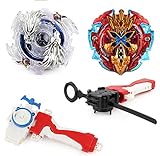 Hopture Bey Battle Burst 2 in 1 Metal Fusion Battling Tops with 4D Launcher Grip Battle Set