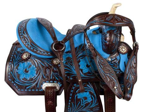 Deen, Enterprises Premium Leather Western Barrel Racing Adult Horse Saddle Tack, Free Matching Leather Headstall, Breast Collar, & Reins Size 14" to 18" Inches Seat Available (18" Inches Seat)