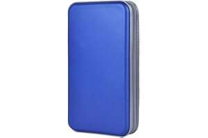 alavisxf xx CD Holder, 72 Capacity CD/DVD Case Holder Portable Wallet Storage Organizer Hard Plastic Protective Storage Holder for Car Travel(72 Capacity, Blue 72)
