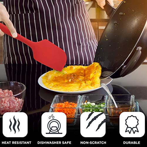 Silicone Spatula Set, 4 Heat Resistant Rubber Spatula and 1 Kitchen Tongs, Seamless Design with Stainless Steel Core, Kitchen Tools