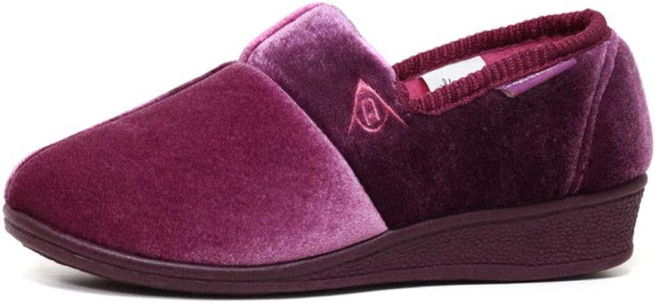 Women's Ladies Pamela Memory Foam Backless Low Wedge Heel Mule Slipper in Navy Blue or Lilac Size 3,4,5,6,7,8