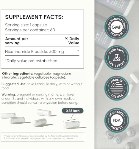 partiQlar NR Supplement - High Purity Nicotinamide Riboside Capsules - NAD+ Booster for Anti-Aging, Cellular Energy & Repair - Alternative to NMN - 60 Veggie Capsules