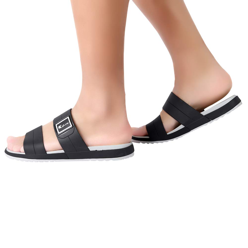 Fashion-zone Womens Flat Slide Sandals Comfortable EVA Slip On Shoes for Summer Beach,Black 250