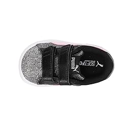 PUMA Kids Smash 2 Hook and Loop Sneaker, Black-Pink