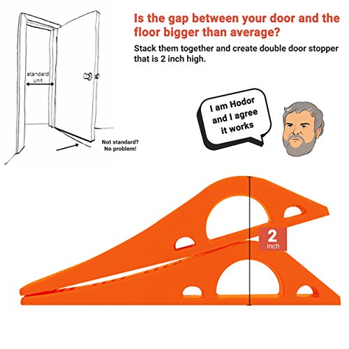 Wundermax Decorative Door Stopper With Free Bonus Holders, Door Stop Works on All Floor Surfaces, Premium Rubber Door Stops, The Original (3, Orange) - Thumbnail 5