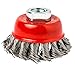 HOYIN 2-1/2Inch Wire Cup Brush, 0.020In Stainless Steel ,Twist Knotted ,5/8inch-11UNC for Angle Grinders