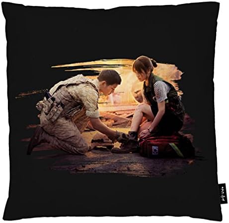 Descendants of the Sun Collection 16" x 16" Canvas Throw Pillows Made in Korea (Black)